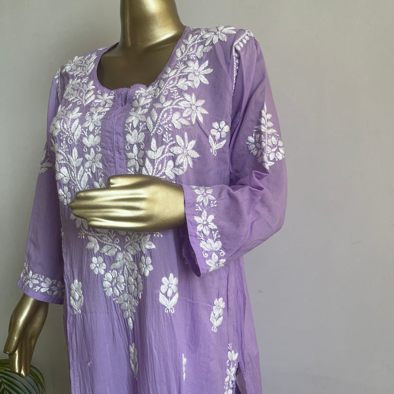 ALINA LILAC MODAL CHIKANKARI KURTA PALAZZO SET Libaas e Lucknow