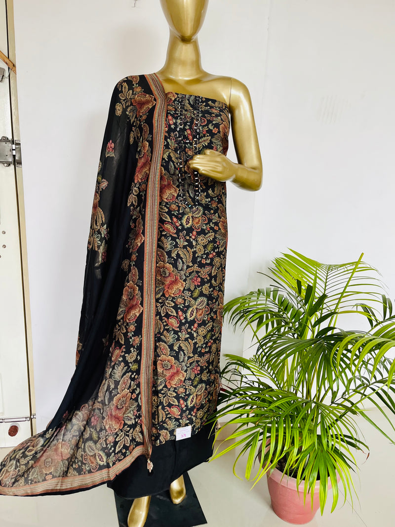 Black Premium Silk Suit Libaas e Lucknow