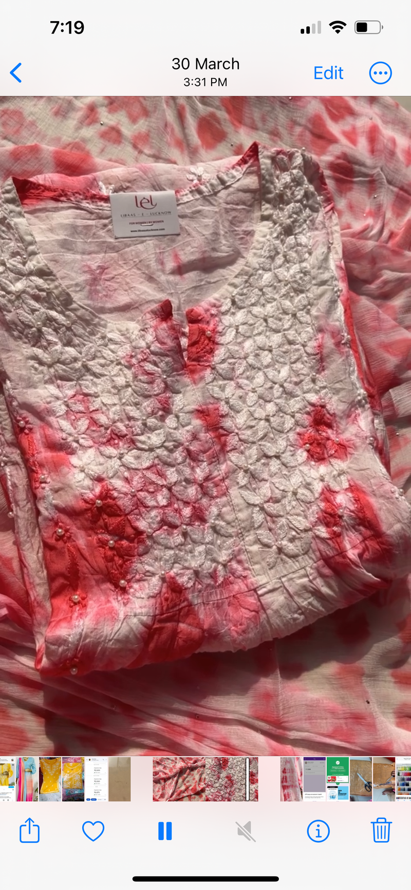 Shahina Pink Tie n Dye Chanderi Chikankari Set Libaas e Lucknow