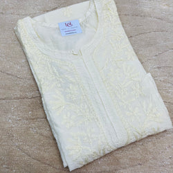 Juri Cream Chanderi Chikankari Kurta Libaas e Lucknow