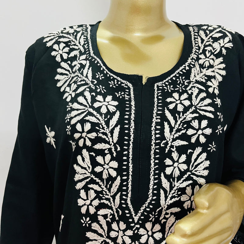 MAAHAM BLACK CHIKANKARI KURTA Libaas e Lucknow