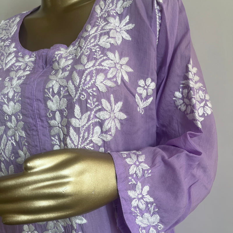 ALINA LILAC MODAL CHIKANKARI KURTA PALAZZO SET Libaas e Lucknow