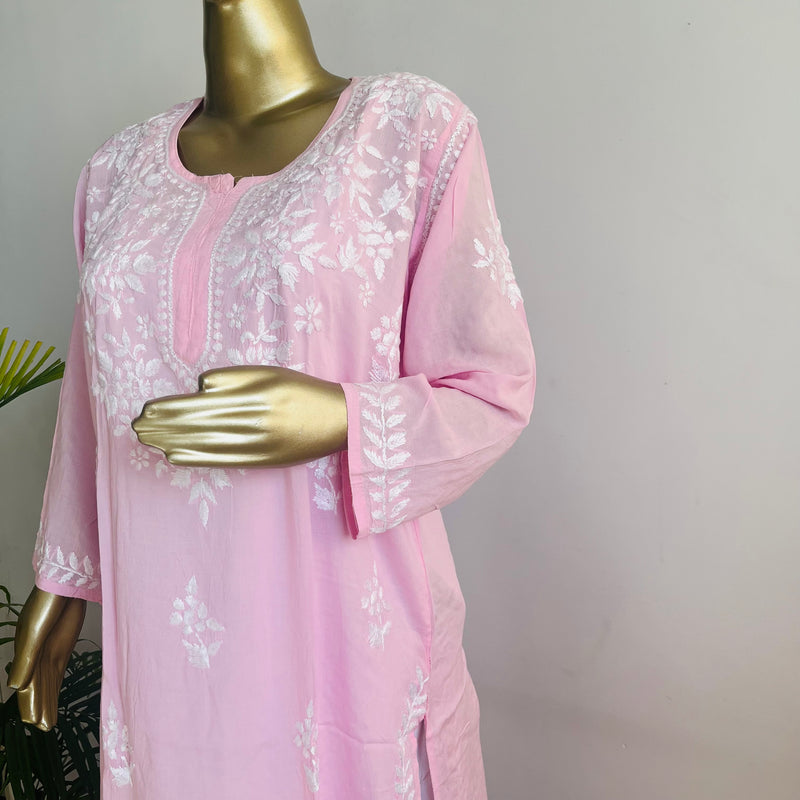 HARSHA PINK CHIKANKARI MODAL KURTA