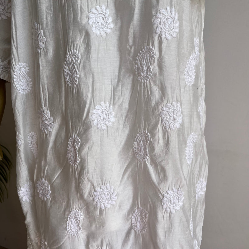 ANYA white Chanderi Chikankari Kurta Libaas e Lucknow