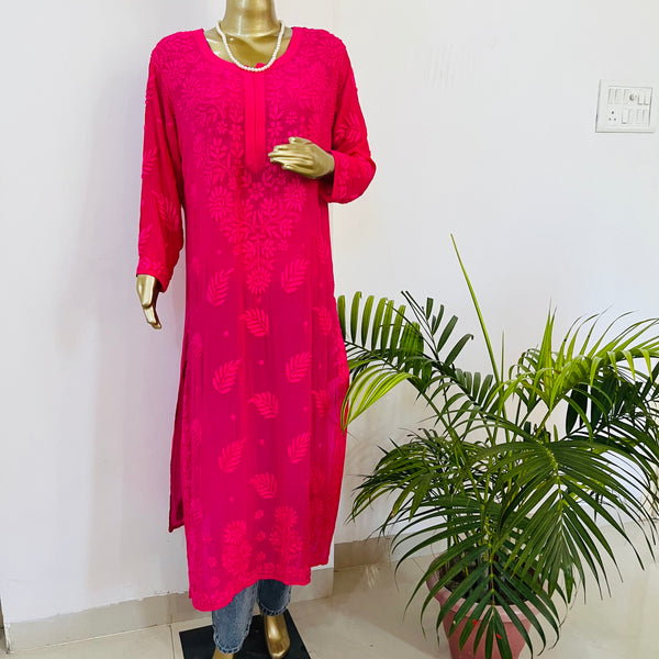 SOPHIA CHIKANKARI GEORGETTE STRAIGHT KURTA Libaas e Lucknow