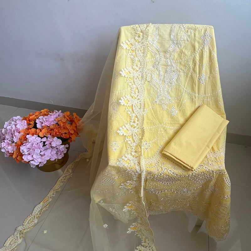 YELLOW COTTON PAKISTANI SUIT Libaas e Lucknow