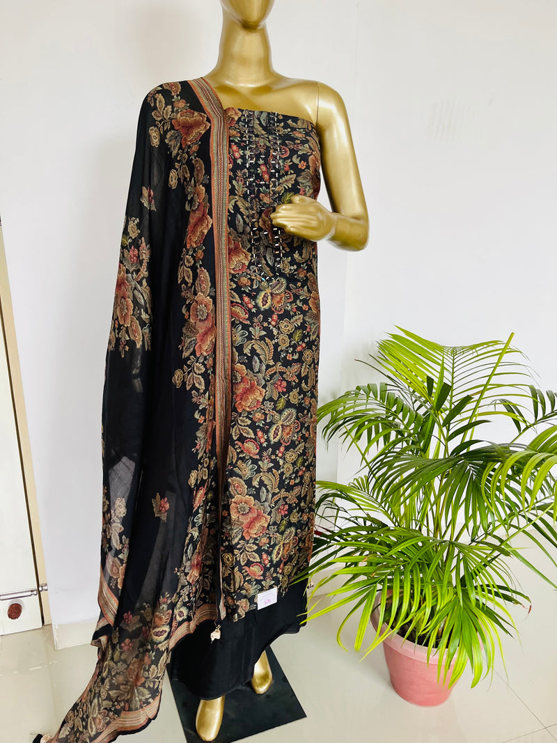 Black Premium Silk Suit Libaas e Lucknow