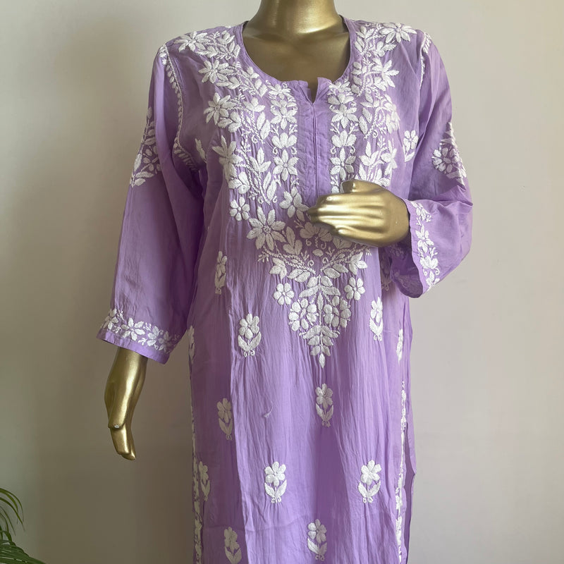 ALINA LILAC MODAL CHIKANKARI KURTA PALAZZO SET Libaas e Lucknow