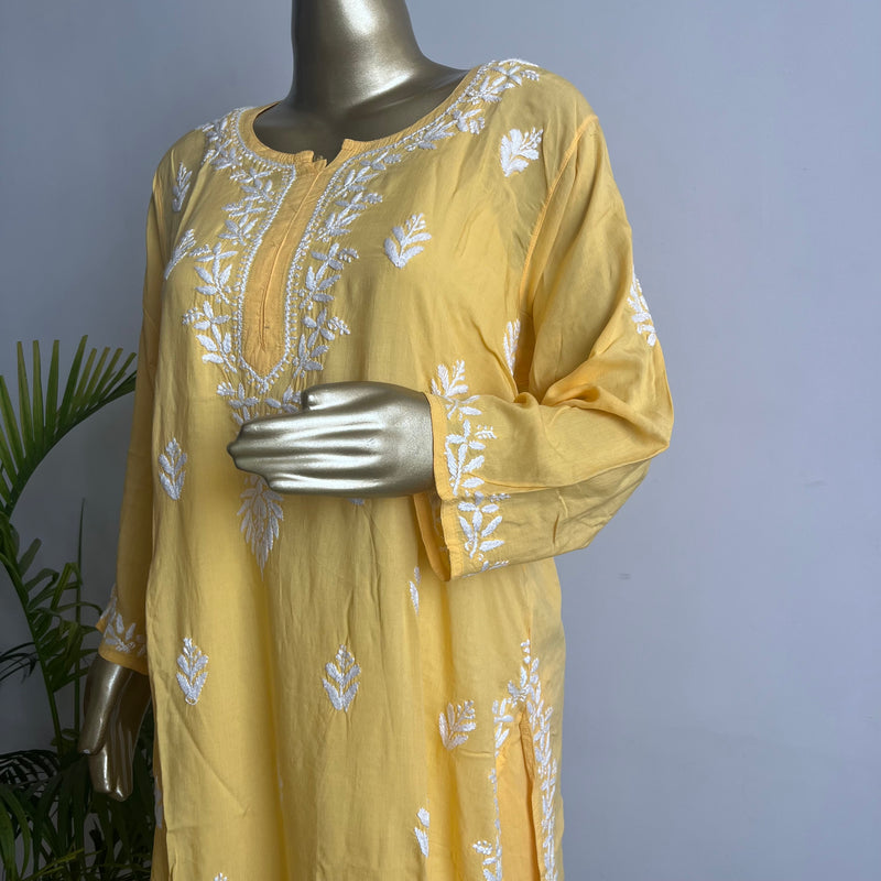 Inaayat Yellow Modal Chikankari Kurta Set Libaas e Lucknow