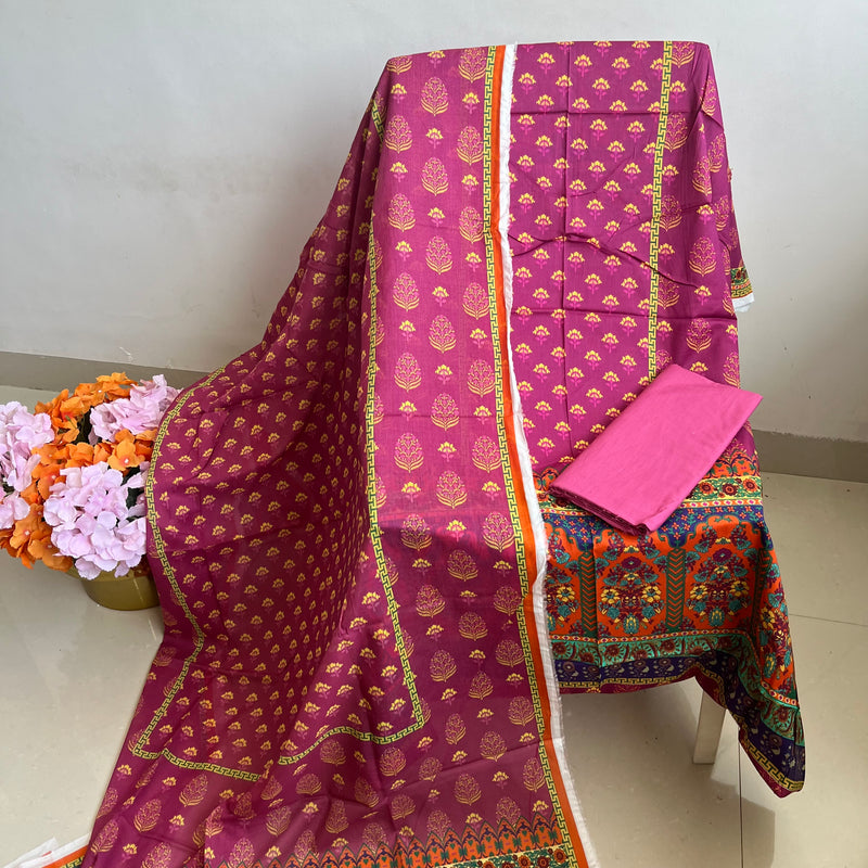 MAGENTA LAWN PRINT SUIT Libaas e Lucknow