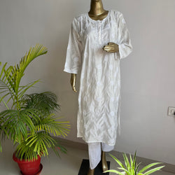 ANYA white Chanderi Chikankari Kurta Libaas e Lucknow