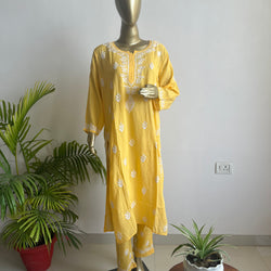 Inaayat Yellow Modal Chikankari Kurta Set Libaas e Lucknow