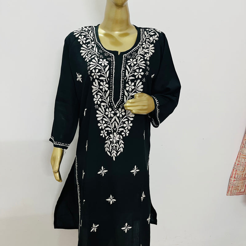 MAAHAM BLACK CHIKANKARI KURTA Libaas e Lucknow