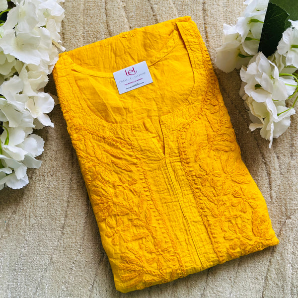 Juri Yellow Chanderi Chikankari Kurta Libaas e Lucknow