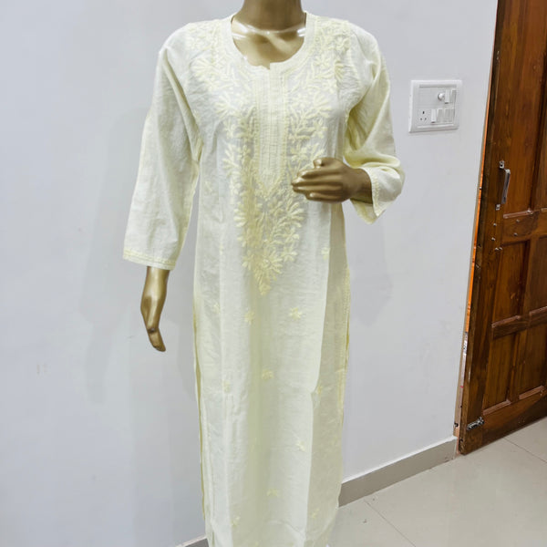 Juri Cream Chanderi Chikankari Kurta Libaas e Lucknow