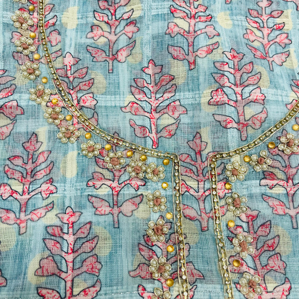 BLUE KHADI UNSTITCHED SUIT Libaas e Lucknow