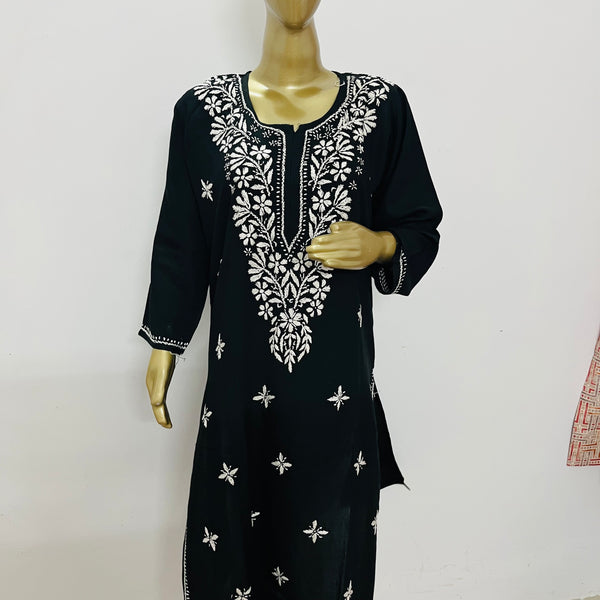 MAAHAM BLACK CHIKANKARI KURTA Libaas e Lucknow