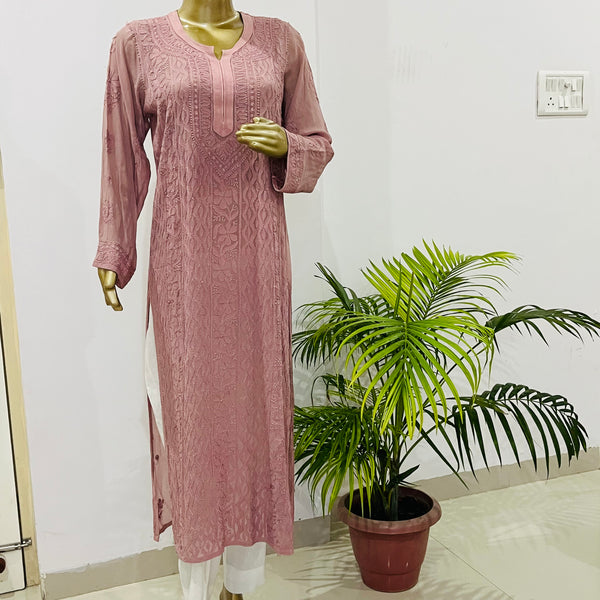 Fiza Pastel Pink Chikankari Kurta Libaas e Lucknow