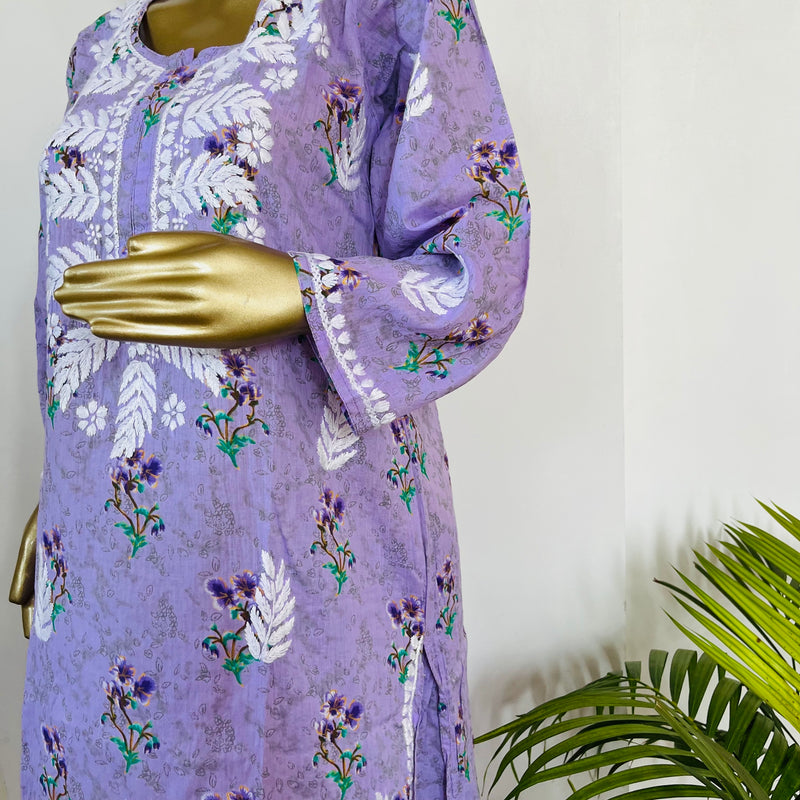 SAMIRA MUL CHIKANKARI PURPLE KURTA PALLAZZO SET Libaas e Lucknow