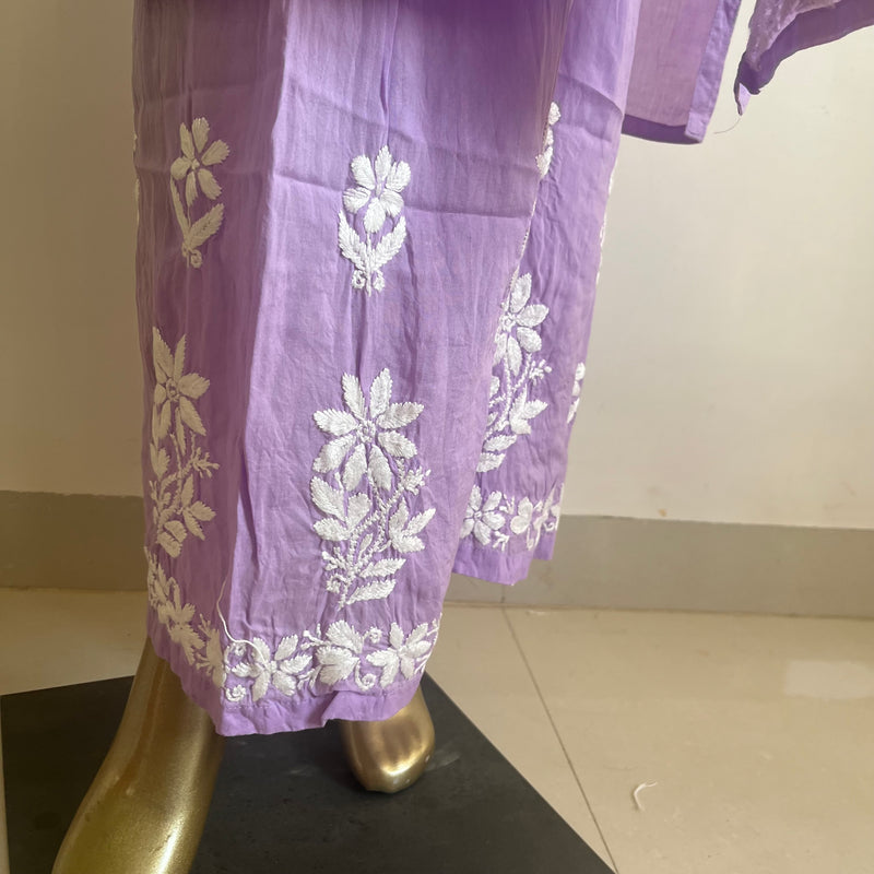 ALINA LILAC MODAL CHIKANKARI KURTA PALAZZO SET Libaas e Lucknow