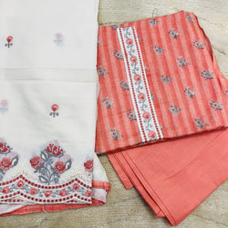 ORANGE COTTON UNSTITCHED SUIT Libaas e Lucknow