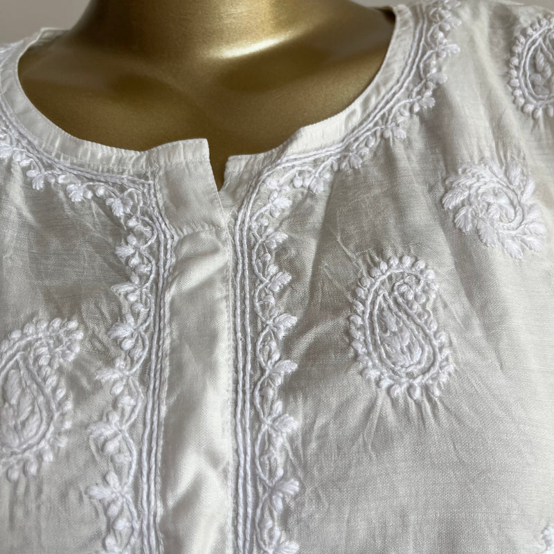 ANYA white Chanderi Chikankari Kurta Libaas e Lucknow