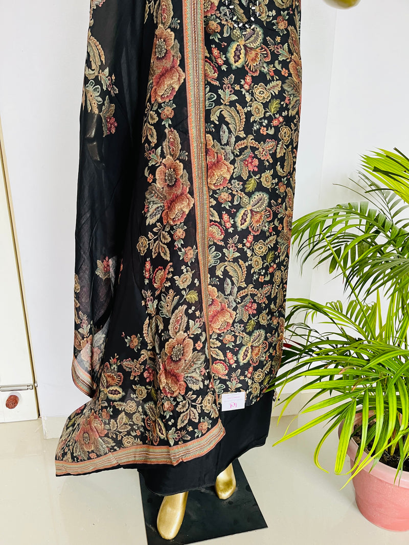 Black Premium Silk Suit Libaas e Lucknow