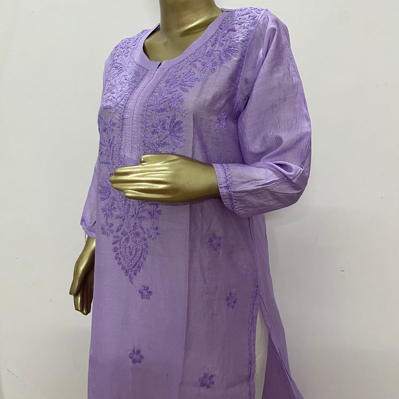 Juri Lavender Chanderi Chikankari Kurta Libaas e Lucknow