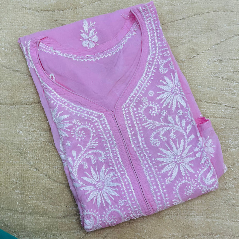 BHUMI PINK CHIKANKARI MODAL KURTA Libaas e Lucknow