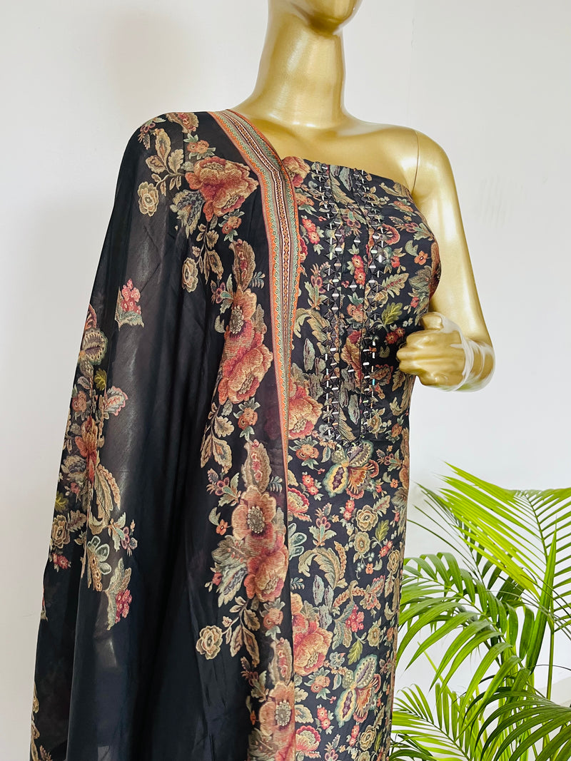 Black Premium Silk Suit Libaas e Lucknow