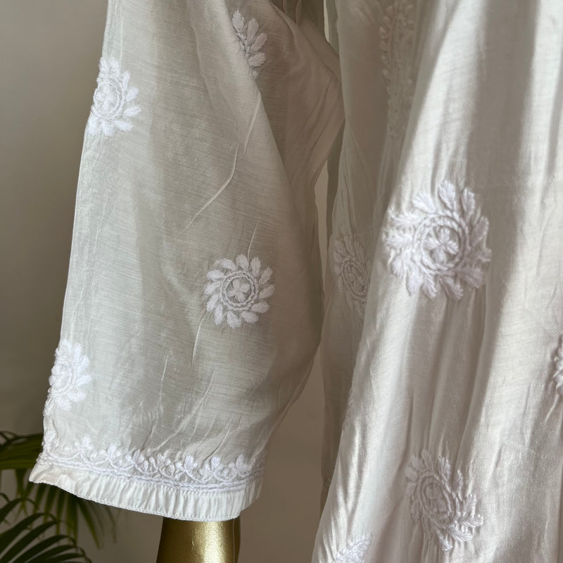 ANYA white Chanderi Chikankari Kurta Libaas e Lucknow