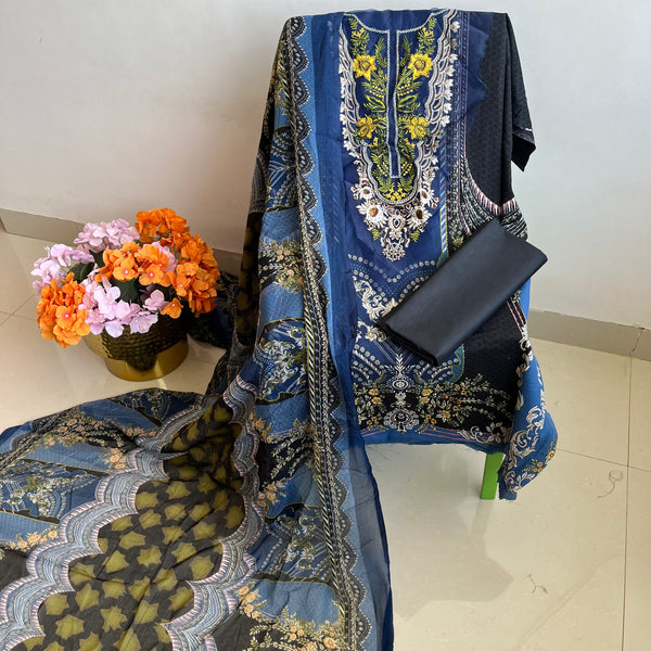 BLUE BLACK PATCH SUIT Libaas e Lucknow