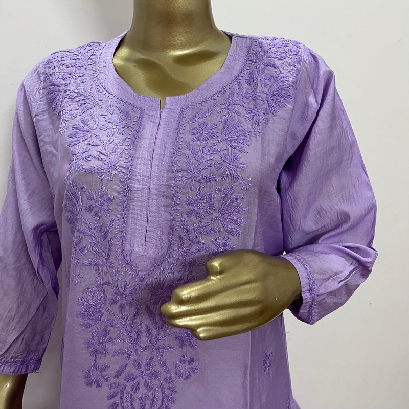 Juri Lavender Chanderi Chikankari Kurta Libaas e Lucknow