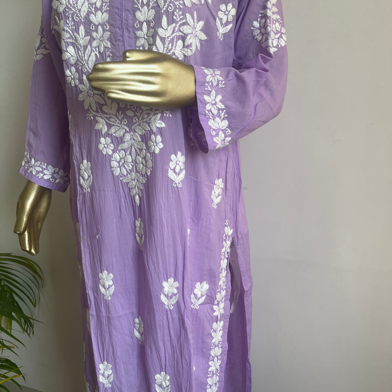 ALINA LILAC MODAL CHIKANKARI KURTA PALAZZO SET Libaas e Lucknow