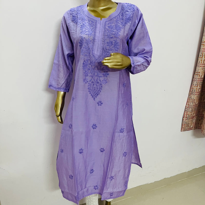 Juri Lavender Chanderi Chikankari Kurta Libaas e Lucknow