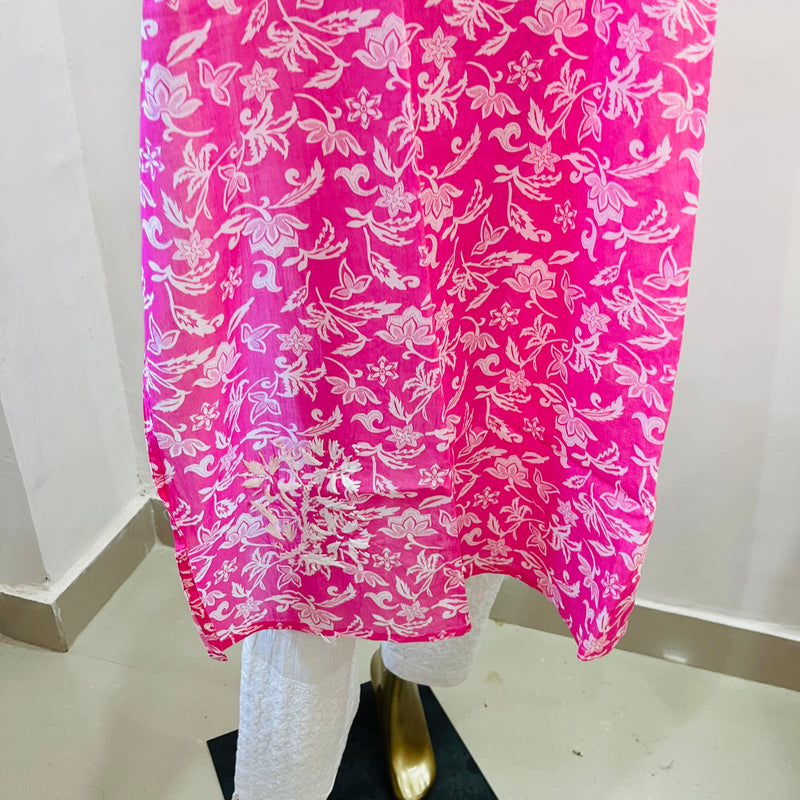 MAHIRA PINK CHIKANKARI KURTI Libaas e Lucknow