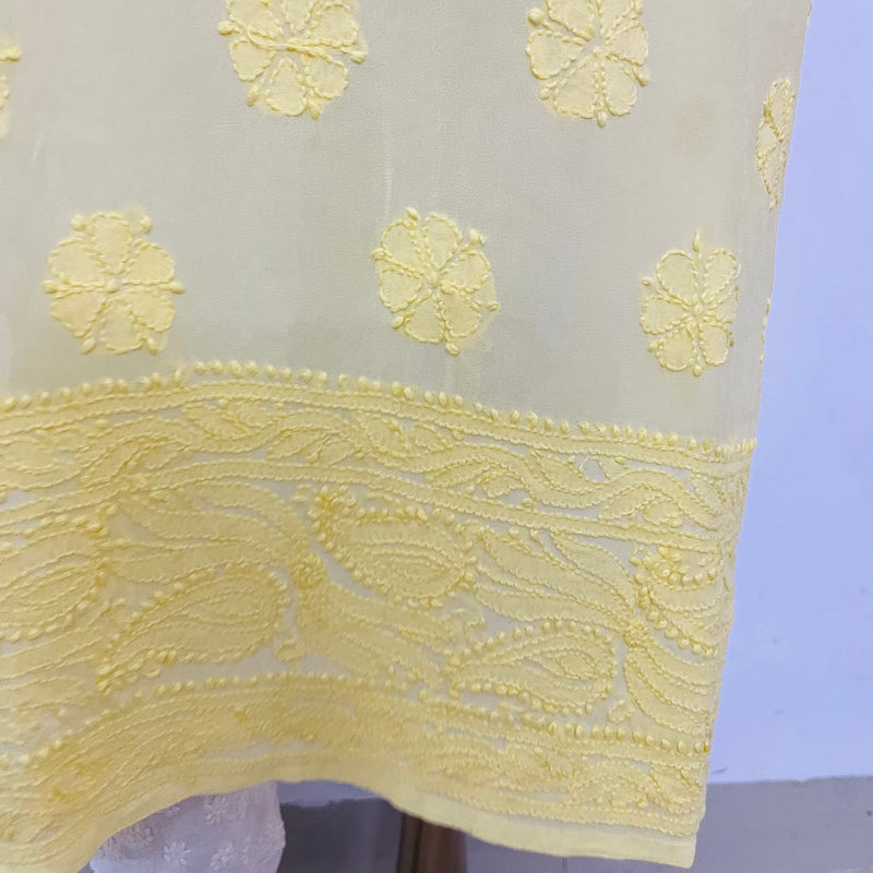 Gulzar Lime Yellow Chikankari Kurta Set Libaas e Lucknow