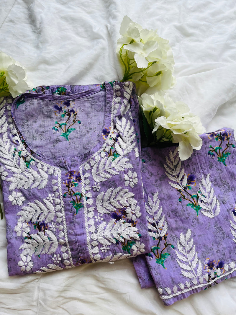 SAMIRA MUL CHIKANKARI PURPLE KURTA PALLAZZO SET Libaas e Lucknow