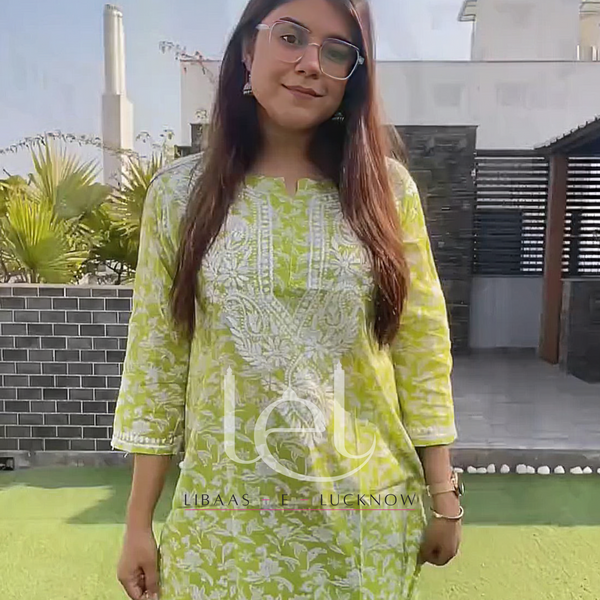 MAHIRA GREEN CHIKANKARI KURTI