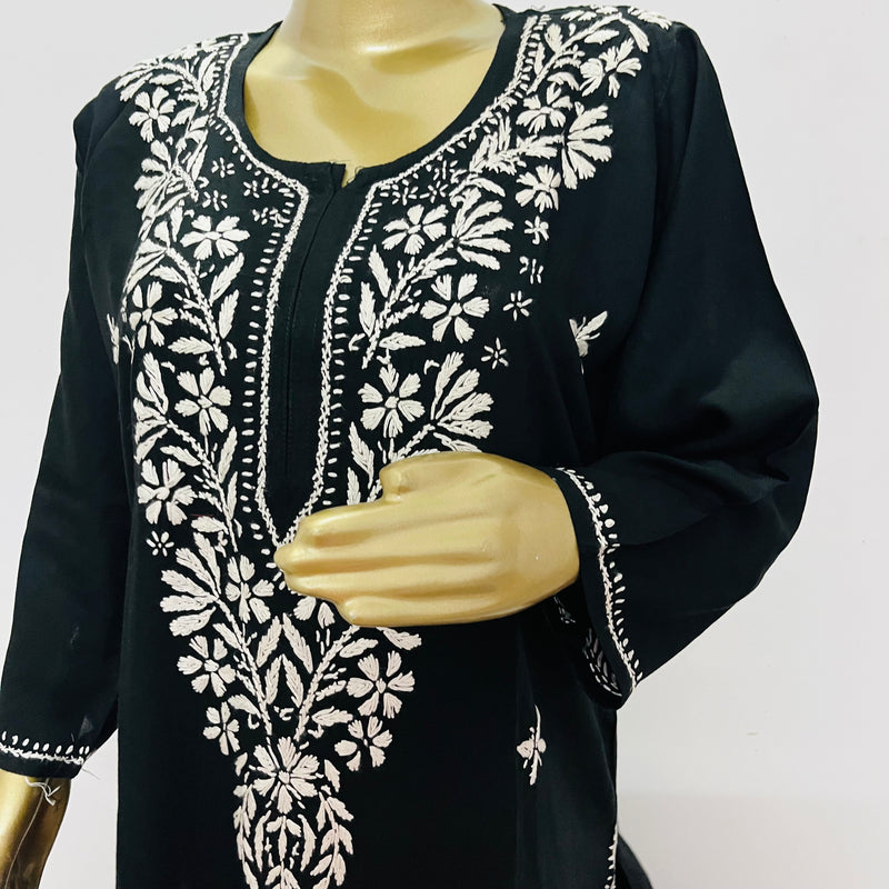 MAAHAM BLACK CHIKANKARI KURTA Libaas e Lucknow