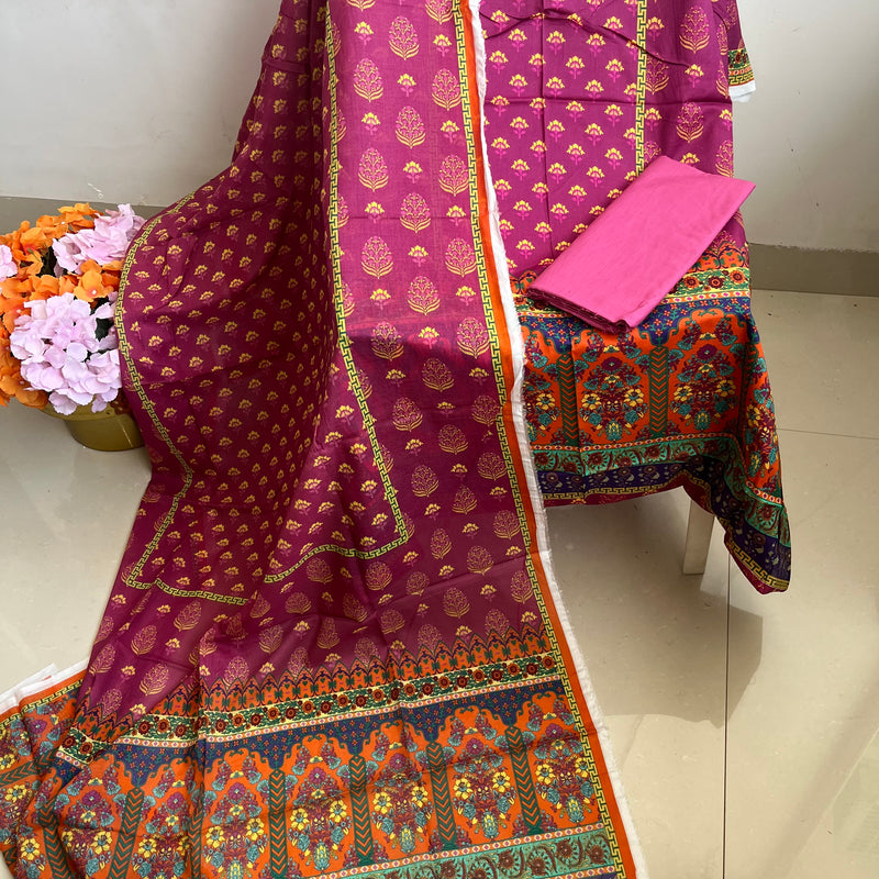 MAGENTA LAWN PRINT SUIT Libaas e Lucknow