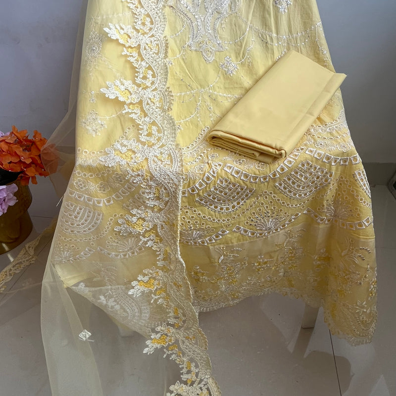 YELLOW COTTON PAKISTANI SUIT Libaas e Lucknow