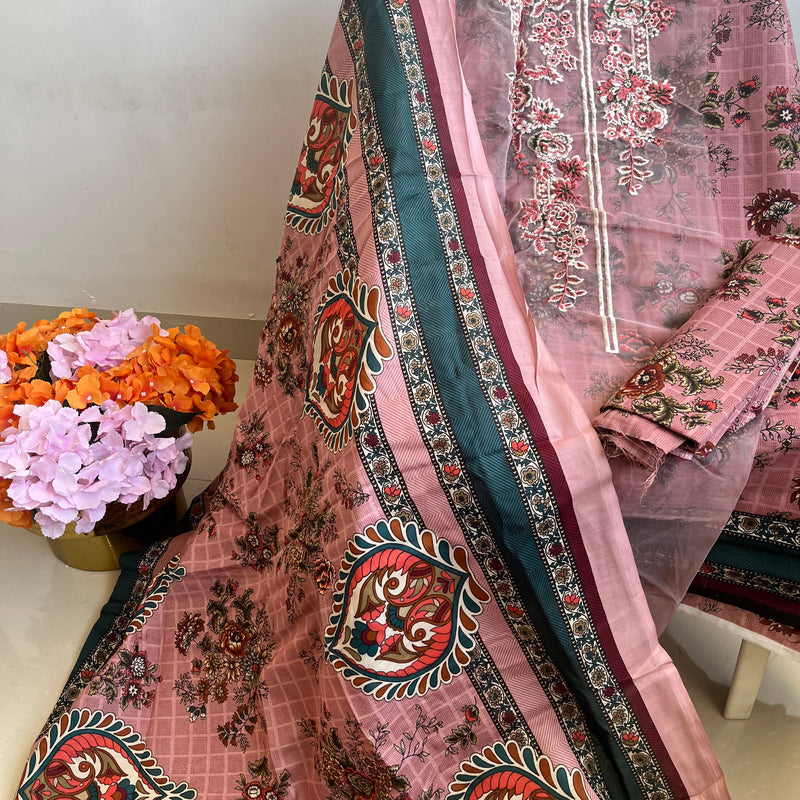 PINK PRINT PATCH SUIT Libaas e Lucknow