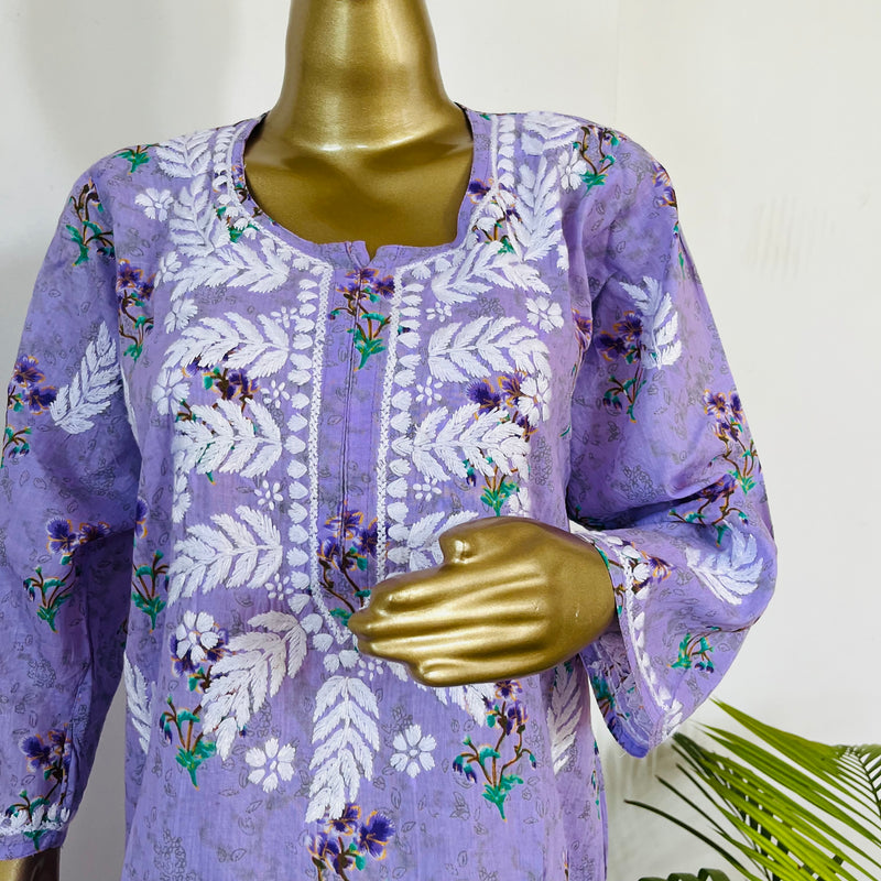 SAMIRA MUL CHIKANKARI PURPLE KURTA PALLAZZO SET Libaas e Lucknow