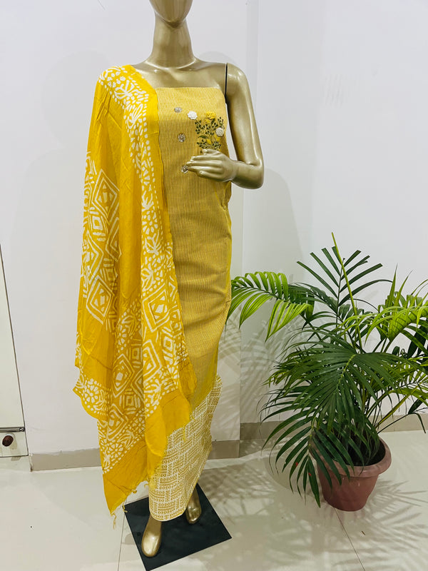 Dipti Cambric Yellow Suit Libaas e Lucknow