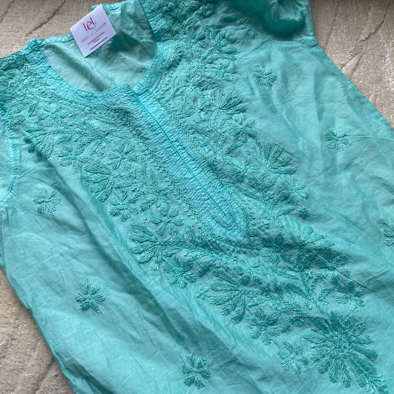 Juri Mint Green Chanderi Chikankari Kurta Libaas e Lucknow