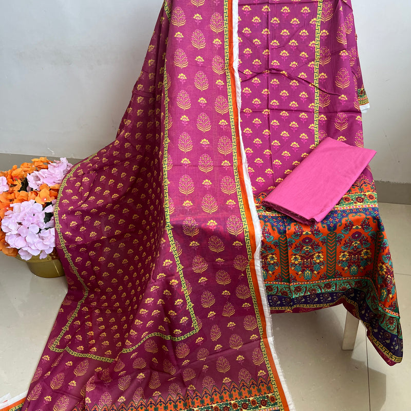 MAGENTA LAWN PRINT SUIT Libaas e Lucknow