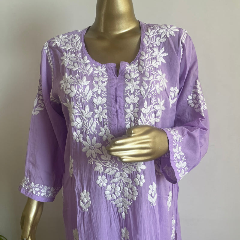 ALINA LILAC MODAL CHIKANKARI KURTA PALAZZO SET Libaas e Lucknow