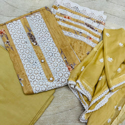 MUSTARD COTTON UNSTITCHED SUIT Libaas e Lucknow