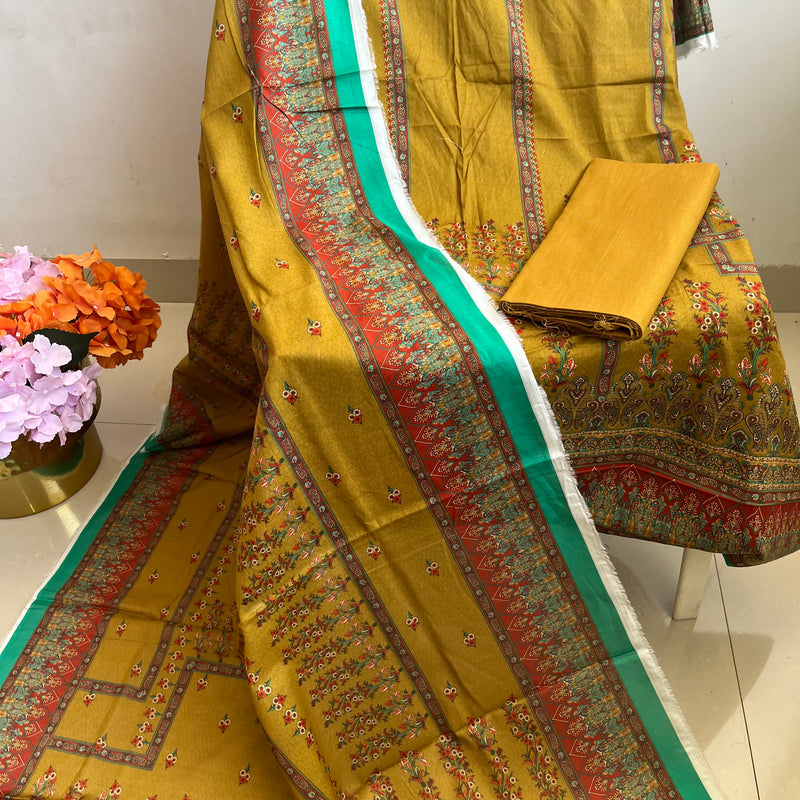 MUSTARD LAWN PRINT SUIT Libaas e Lucknow